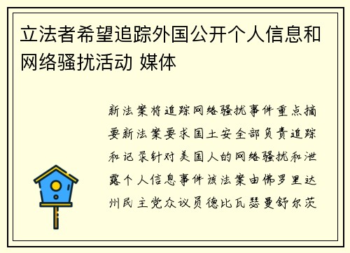 立法者希望追踪外国公开个人信息和网络骚扰活动 媒体